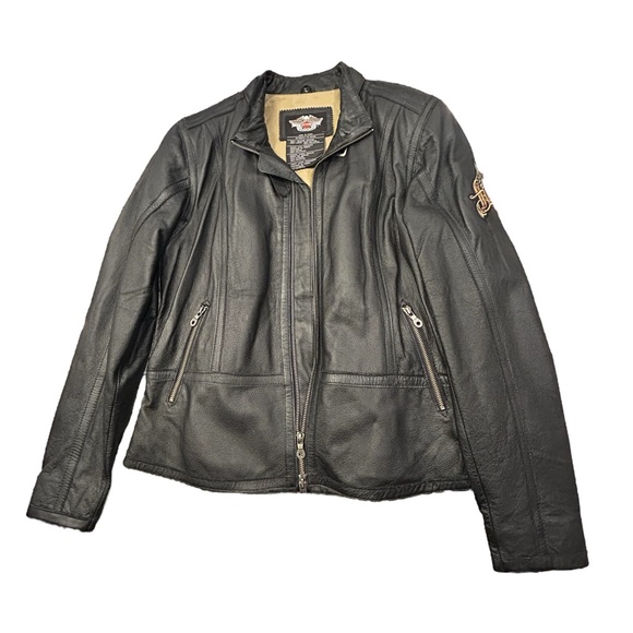 Harley-Davidson Women’s Black Leather Bomber Jacket‎ Large